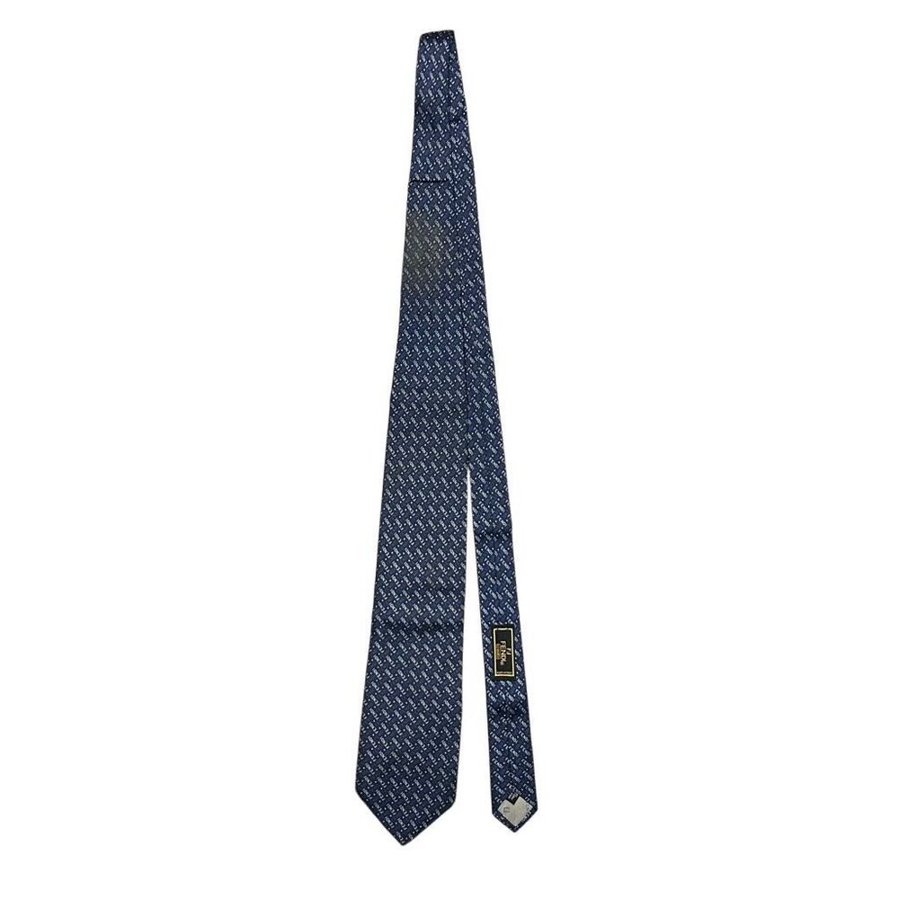 Fendi Mens Navy Blue Monogram Silk Designer Neck Tie Adjustable Formal Career
